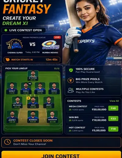 Come (come app) fantasy cricket & matchday visual 3